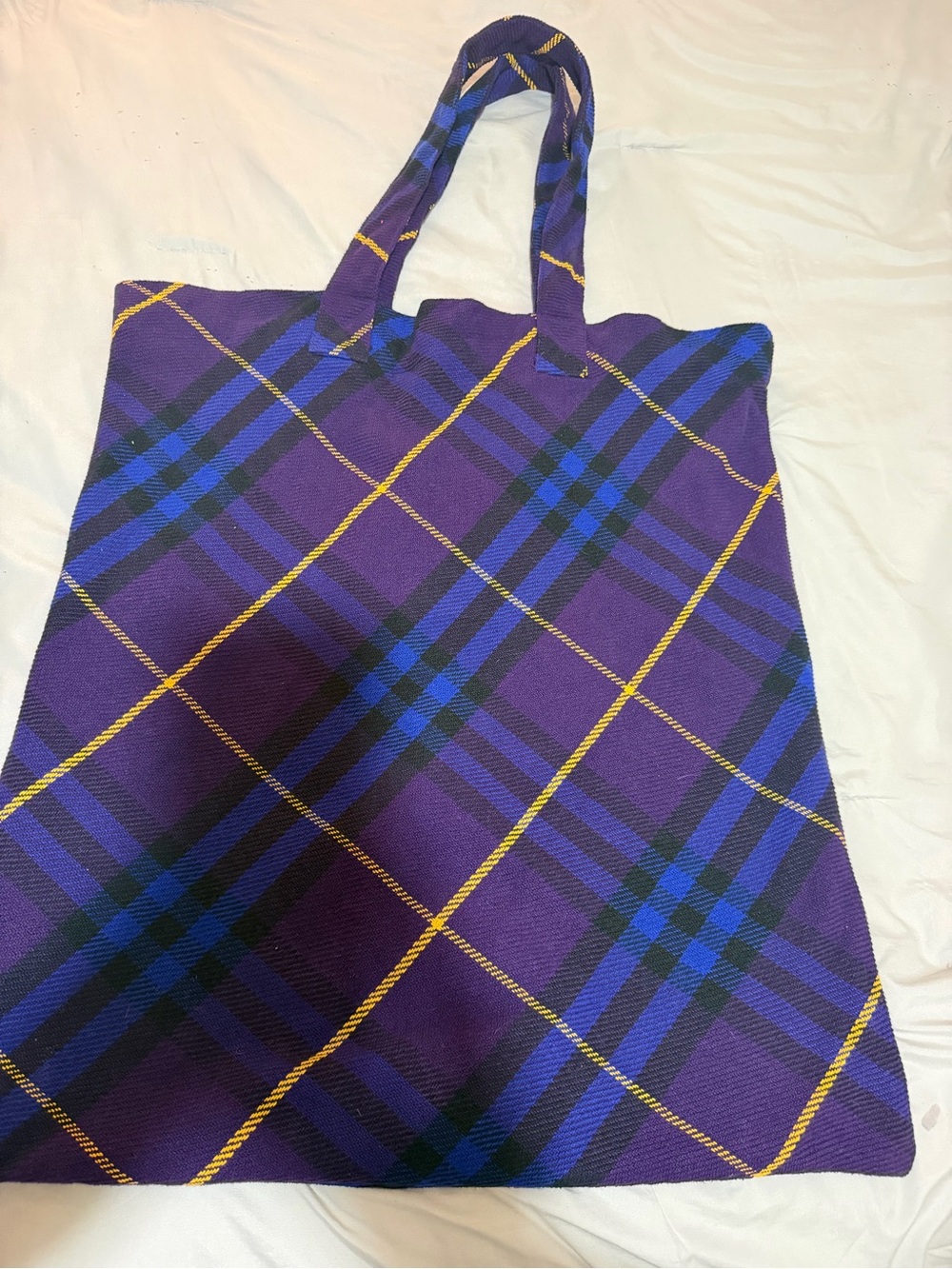 Burberry Purple Plaid Tote Bag